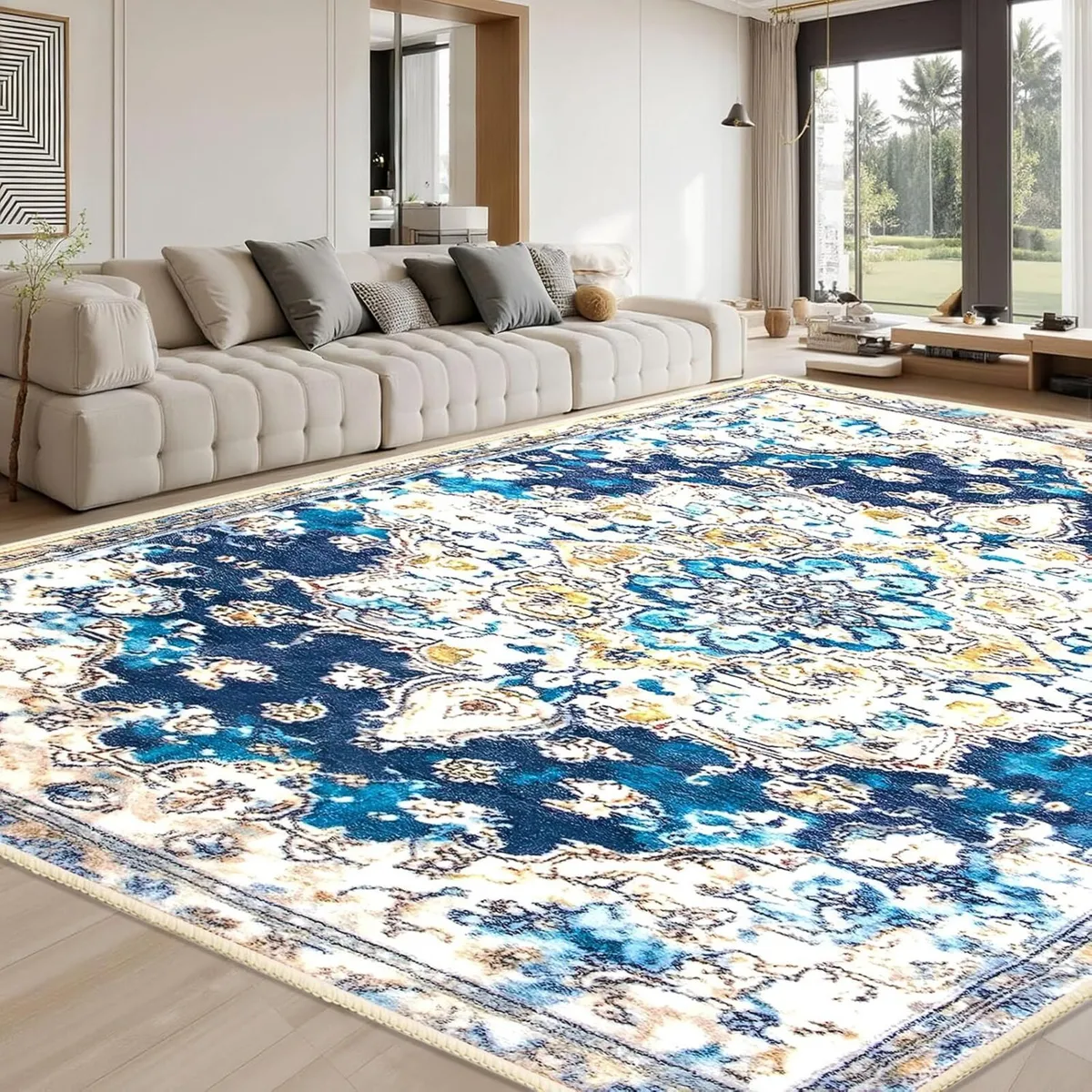 Extra Large Area Rugs for Living Room Blue - Image 2
