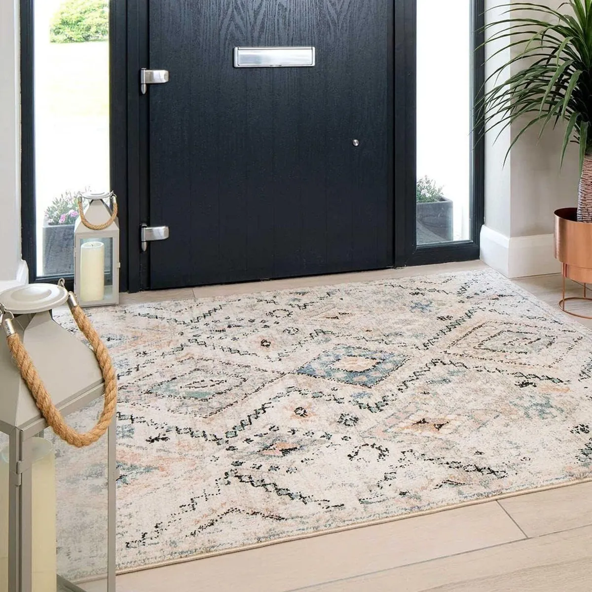 Designer Wool Like Grey Beige Distressed Thick - Image 2