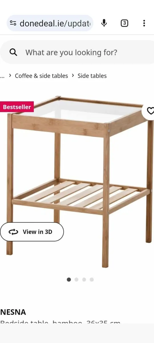 Bamboo side table with shelf - Image 2