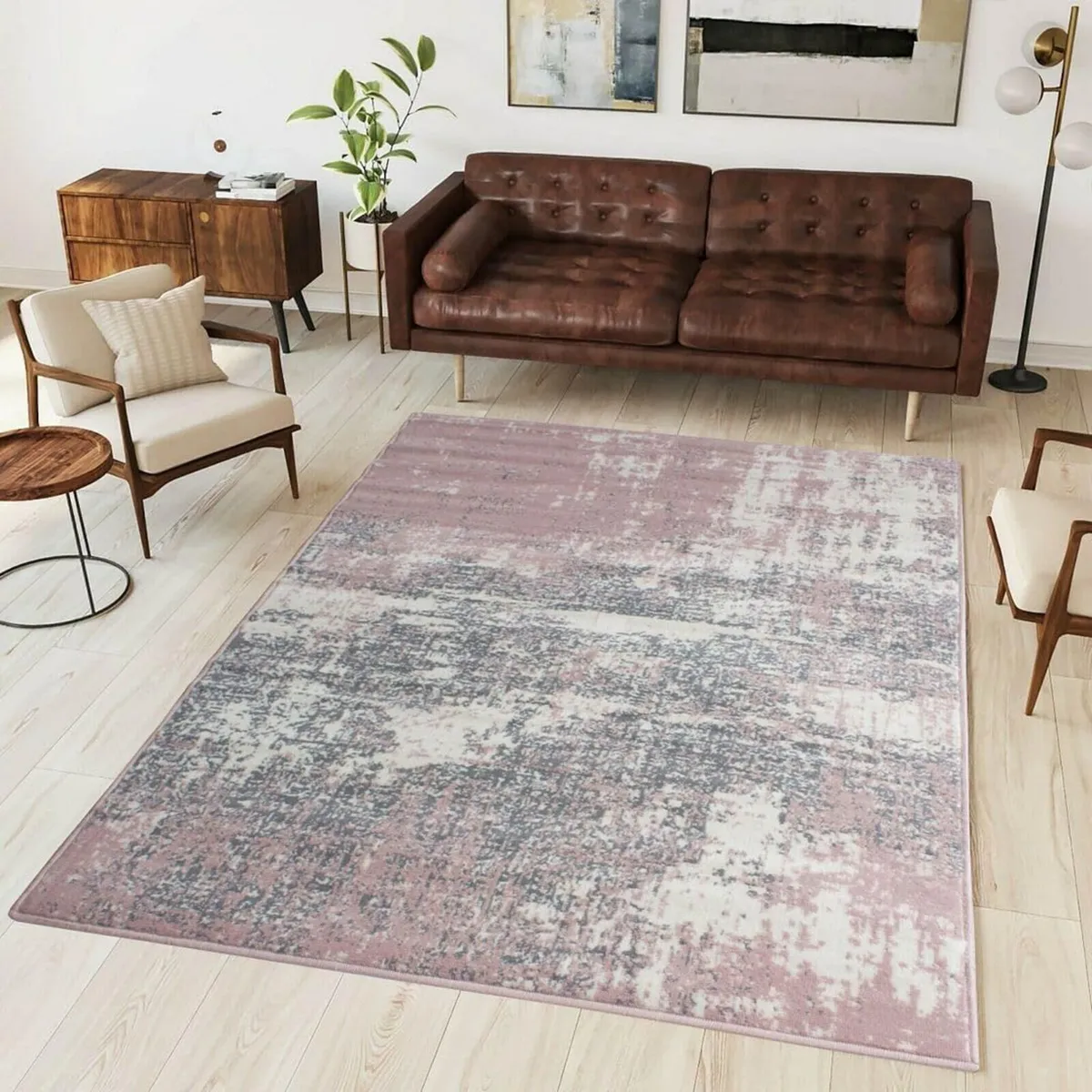 Grey Blush Distressed Traditional Rug Affordable - Image 1