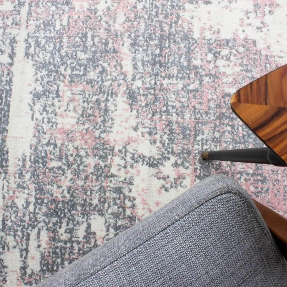 Grey Blush Distressed Traditional Rug Affordable - Image 2