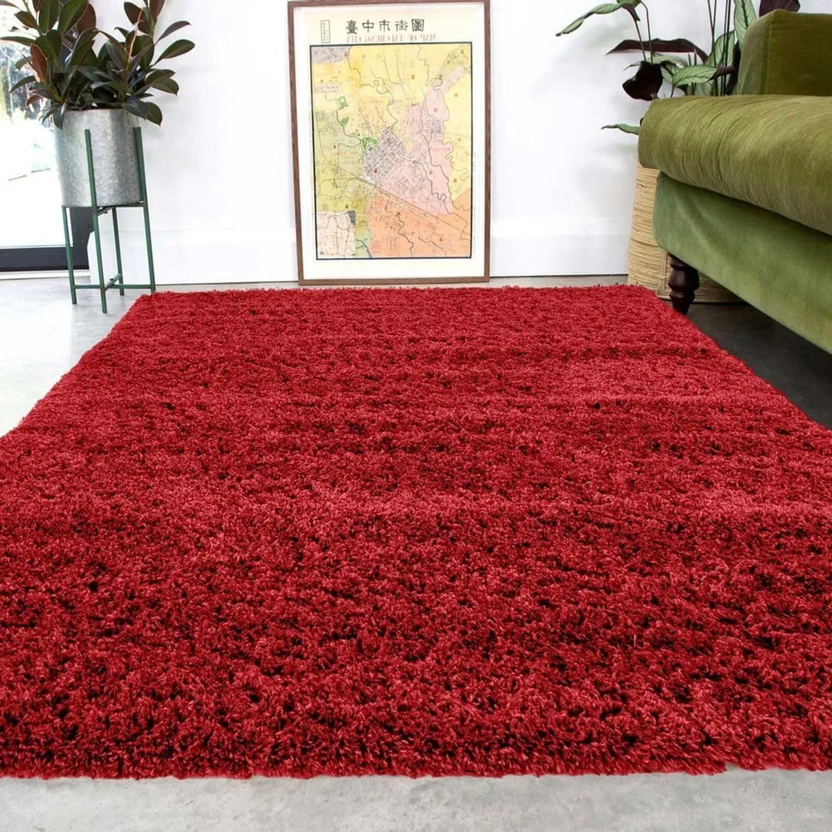 Super Soft Shaggy Red Living Room Area Rugs - Image 1