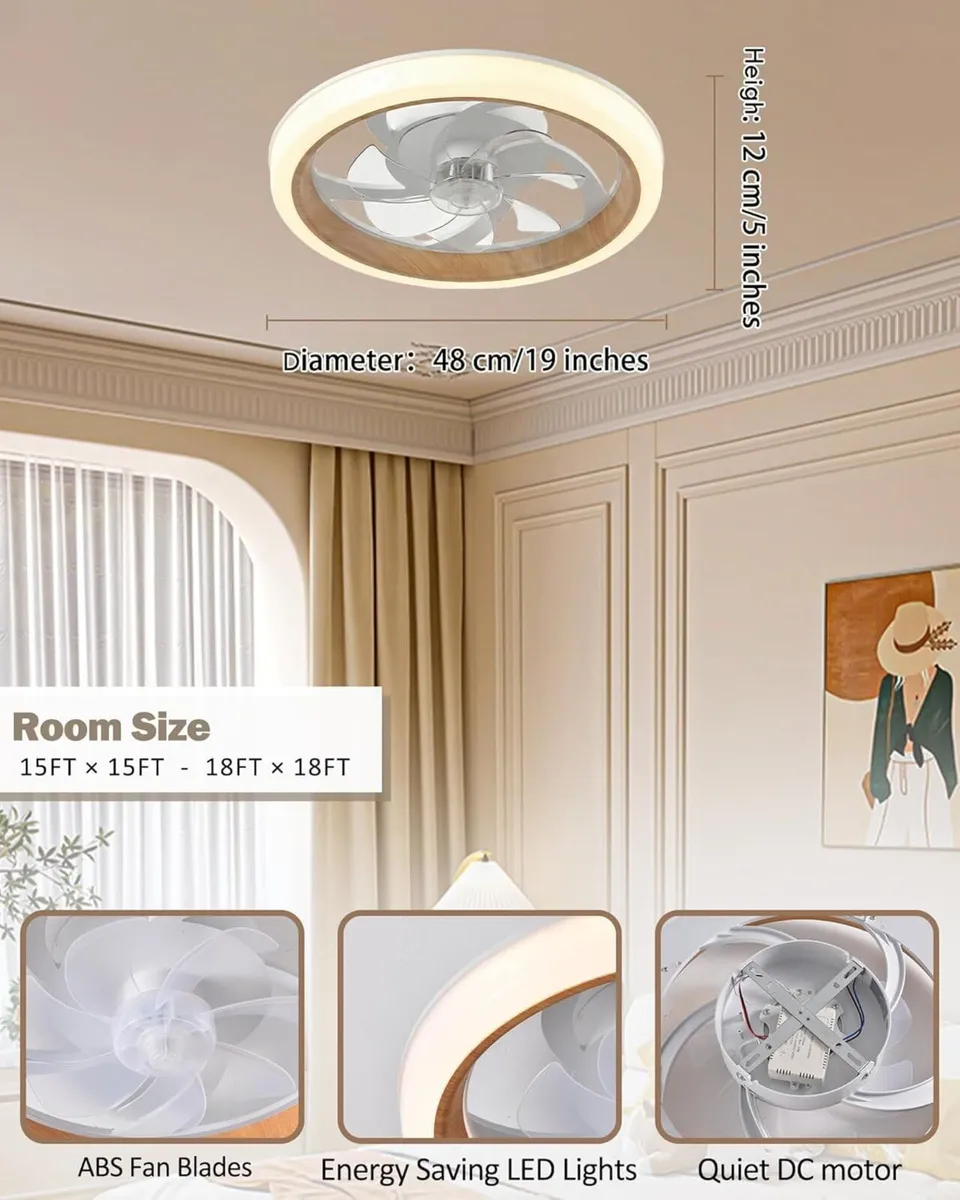 Ceiling Fans with Lights and Remote Dimmable 3 - Image 2