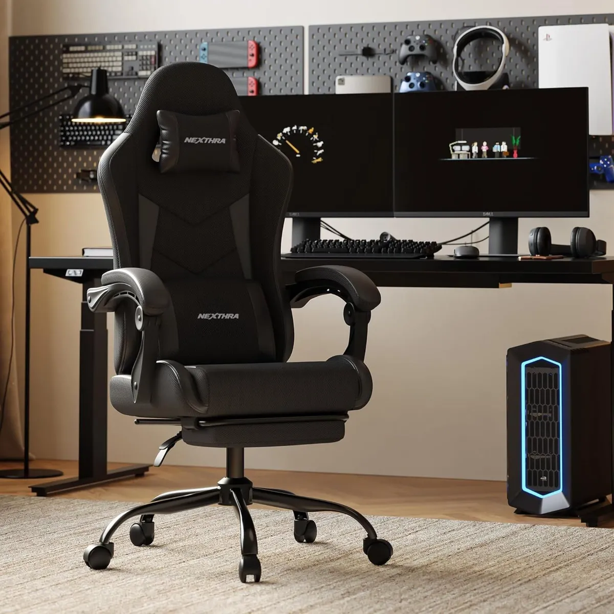 Gaming Chair with Footrest Lumbar Ergonomic - Image 2