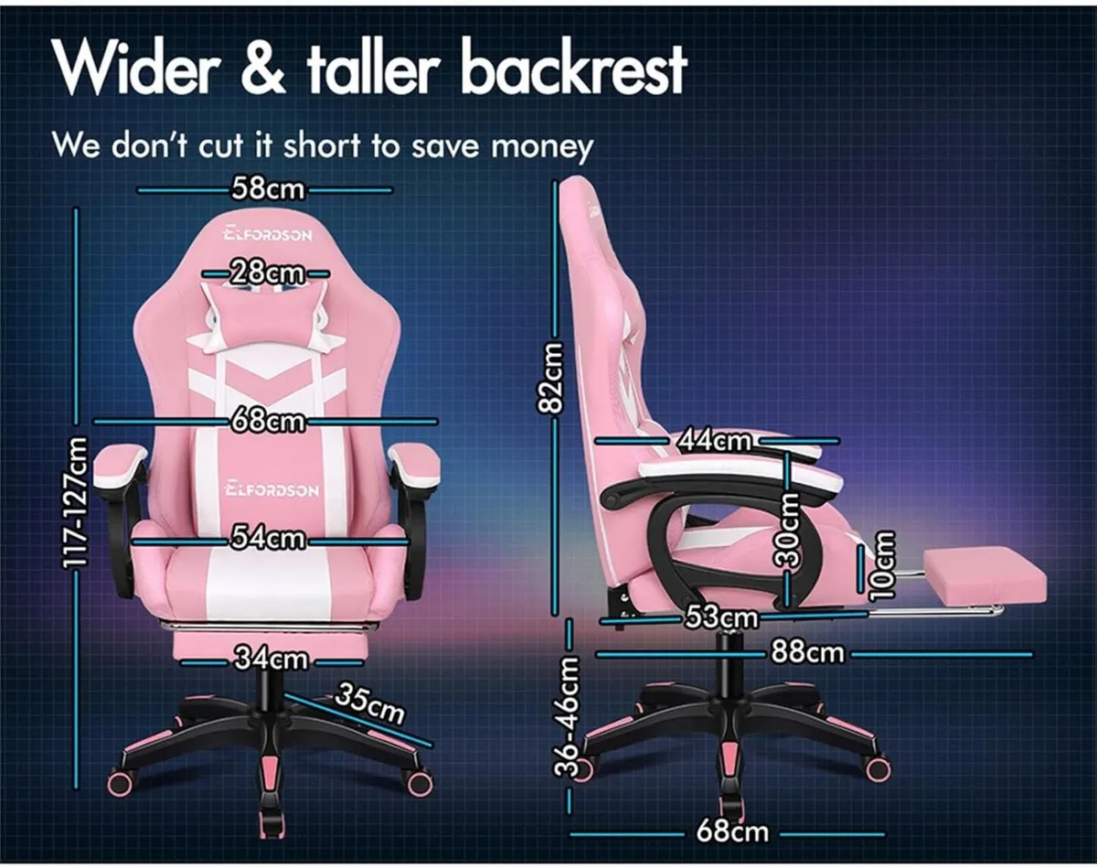 LED Gaming Chair with 8-Point Massage Swivel - Image 2