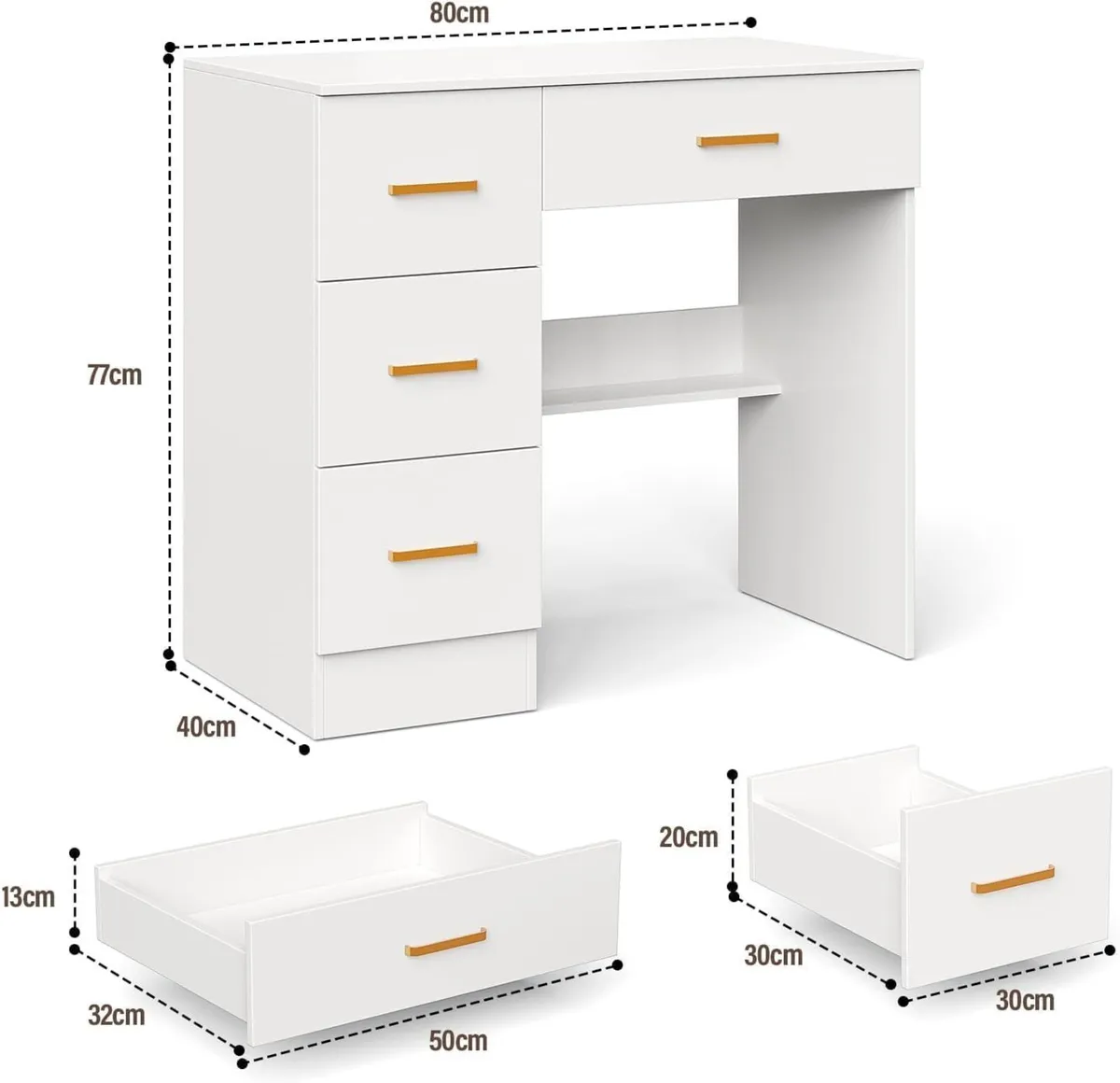 White Dressing Table with 4 Drawers Multi-Purpose - Image 2