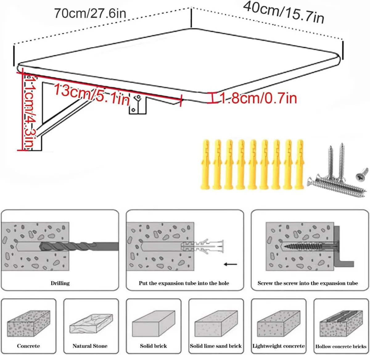 Wall Mount Folding Table Space-Saving Mounted - Image 2