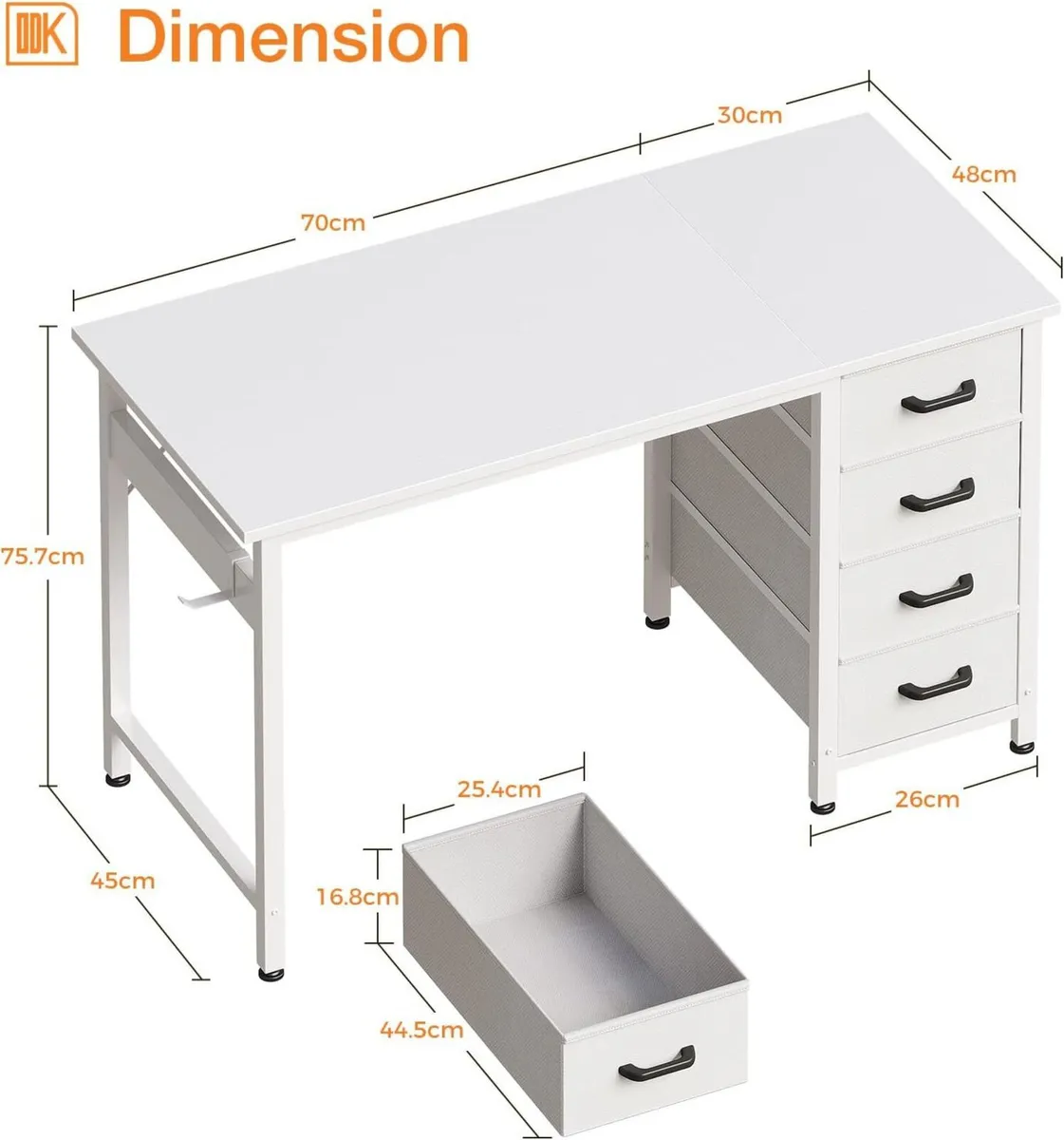 Computer Desk with Drawers 100 x 48 cm Office - Image 3