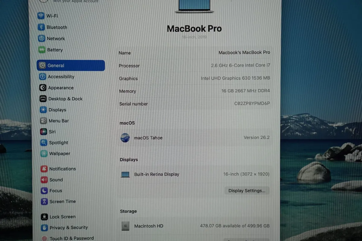 MacBook Pro 16" 2019 i7-9750H | 16GB | 512GB - Image 2