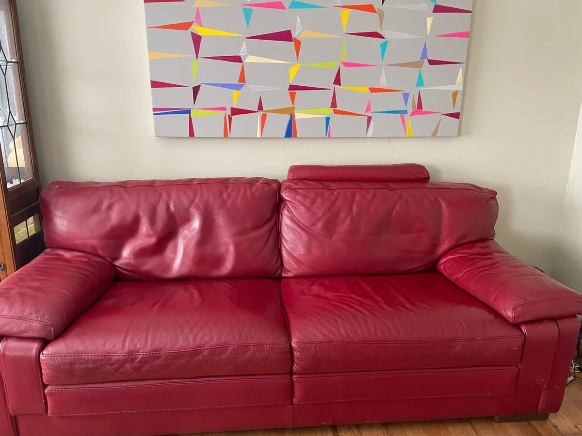 One large leather sofa plus 3 seater @ two seater - Image 3