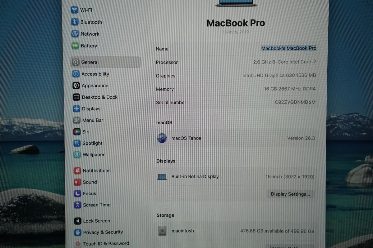 MacBook Pro 16" 2019 i7-9750H | 16GB | 512GB - Image 2