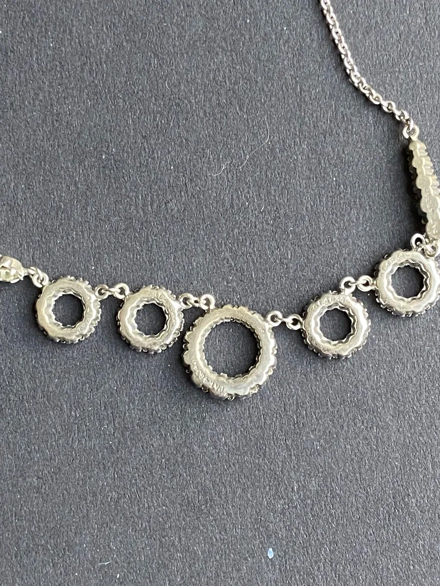 1930s Vintage Art Deco Silver pendant + matching - Image 3