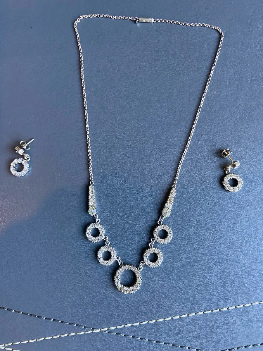 1930s Vintage Art Deco Silver pendant + matching - Image 4