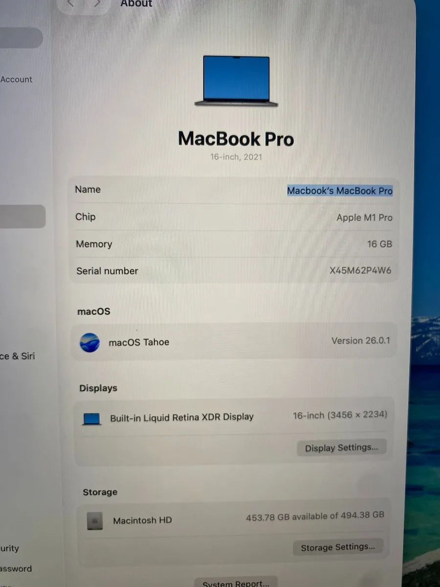 MacBook Pro 16" 2021 M1 Pro | 16GB | 512GB - Image 2