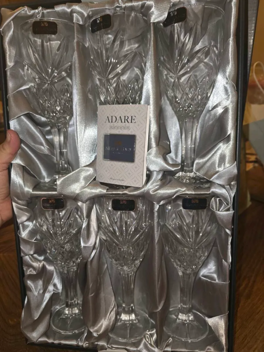 HUGE NEWGRANGE CRYSTAL, Set Of 6 Wine Glasses ! - Image 1