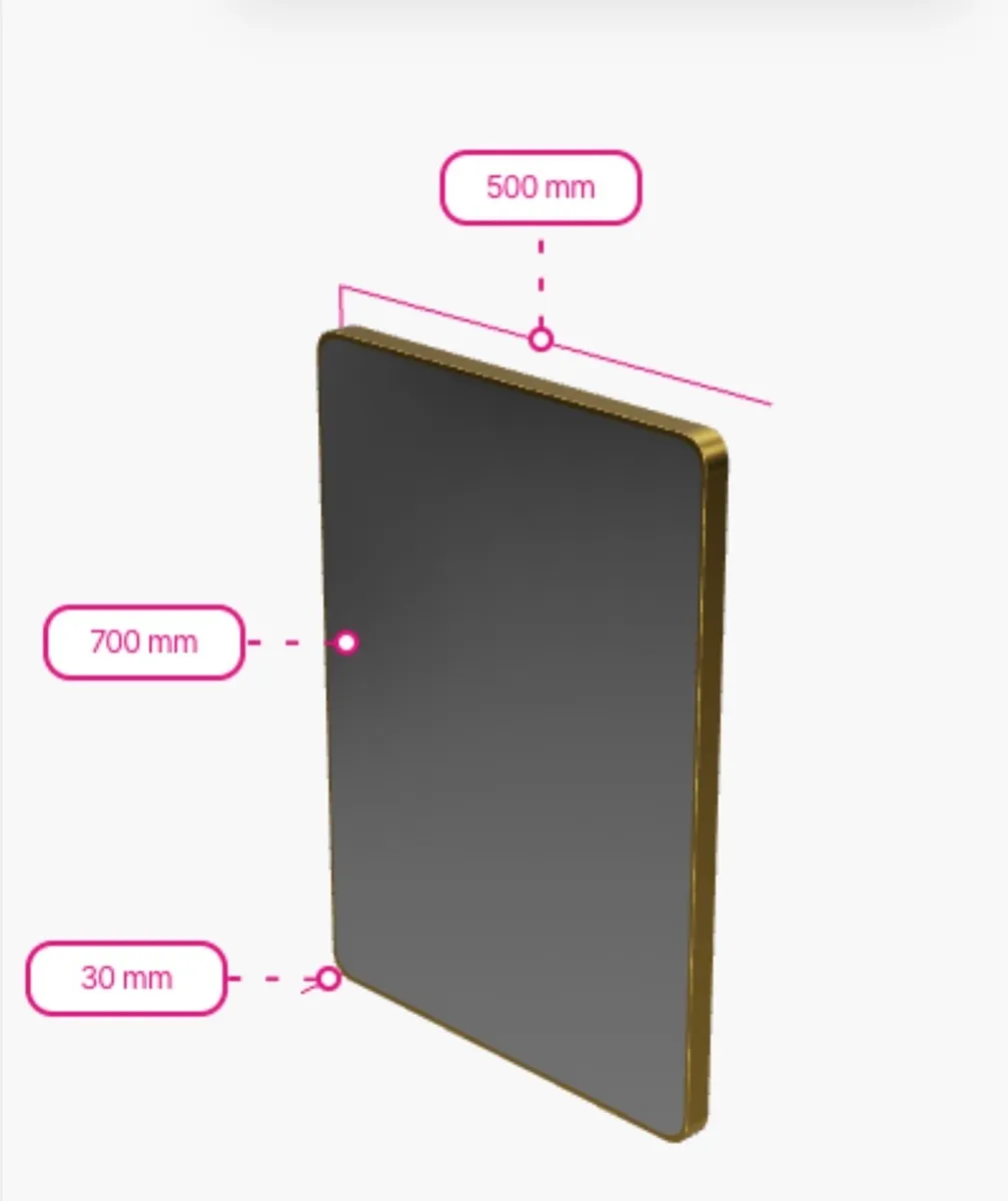 Brushed Brass Framed Bathroom Mirror (70cmx50cm) - Image 2