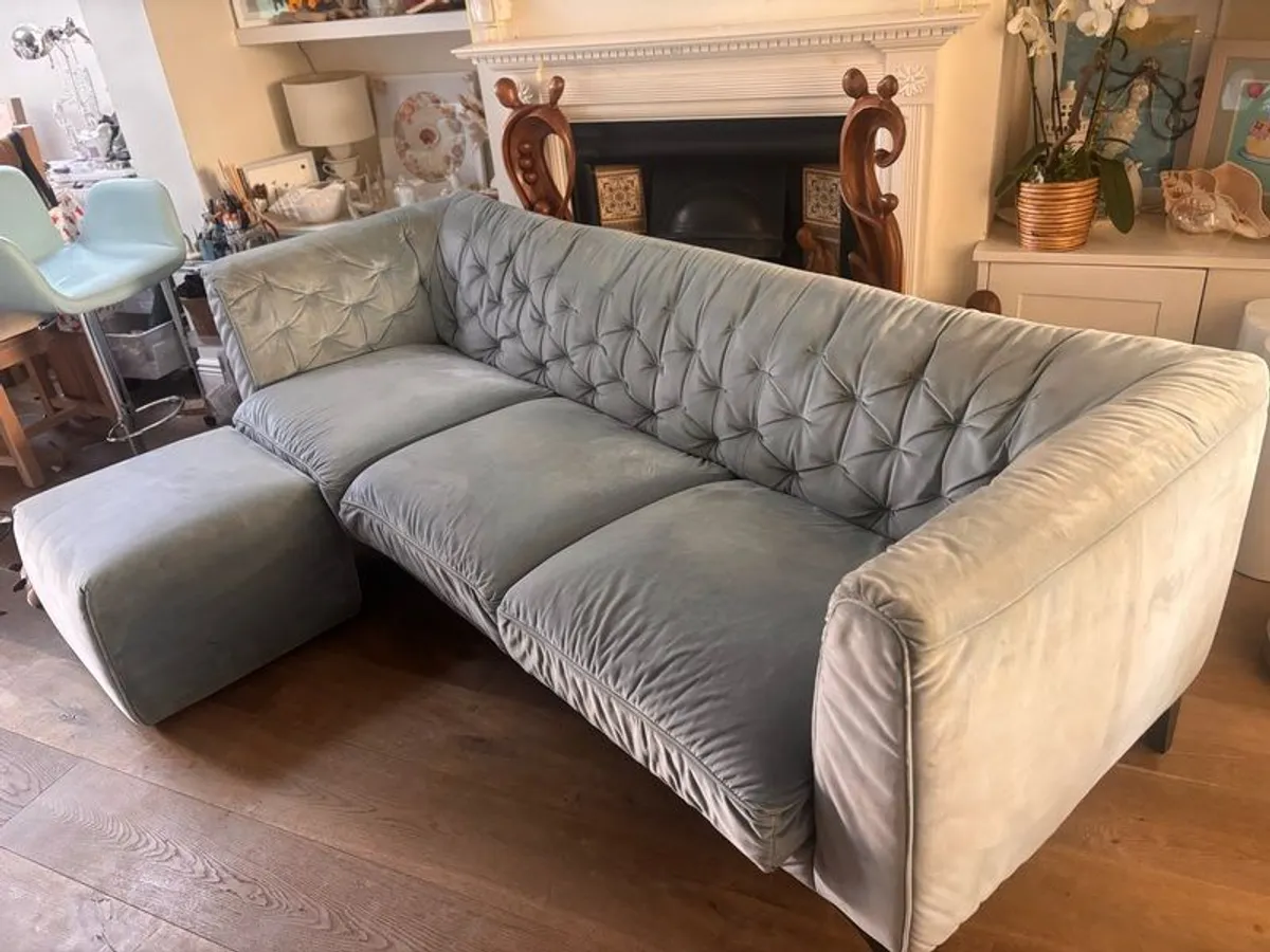 Natuzzi Brezza Designer Velvet 3-Seater & Ottoman (Huge Discount!) - Image 4