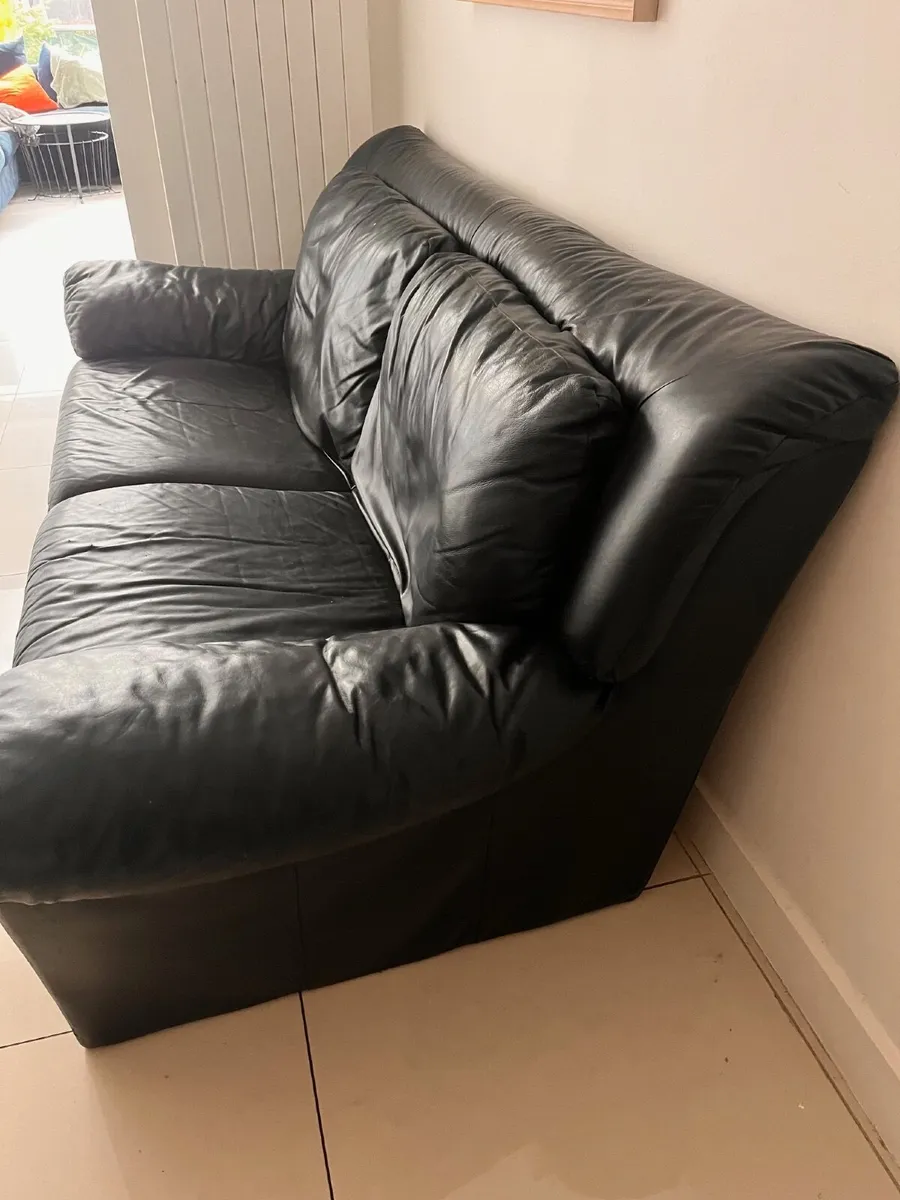 Leather Sofa Black - Image 1
