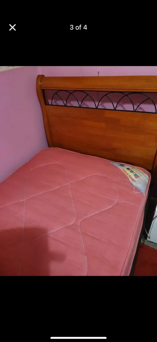 Single sleigh bed and mattress - Image 2