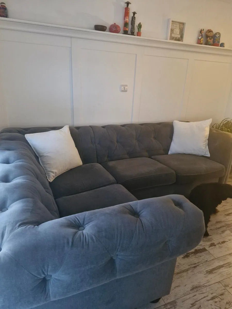 Chesterfield suite and footstool. And shabby chic - Image 4