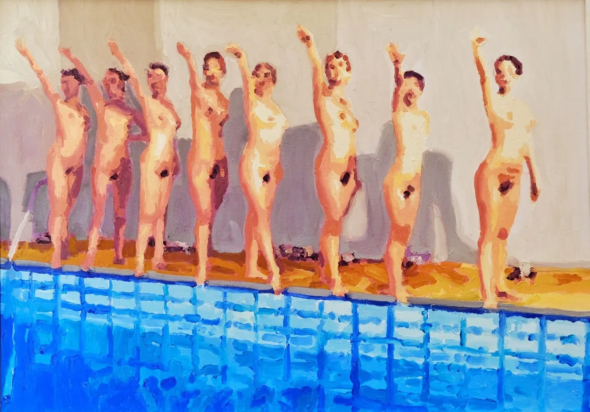 Original Oil Painting - Pool party