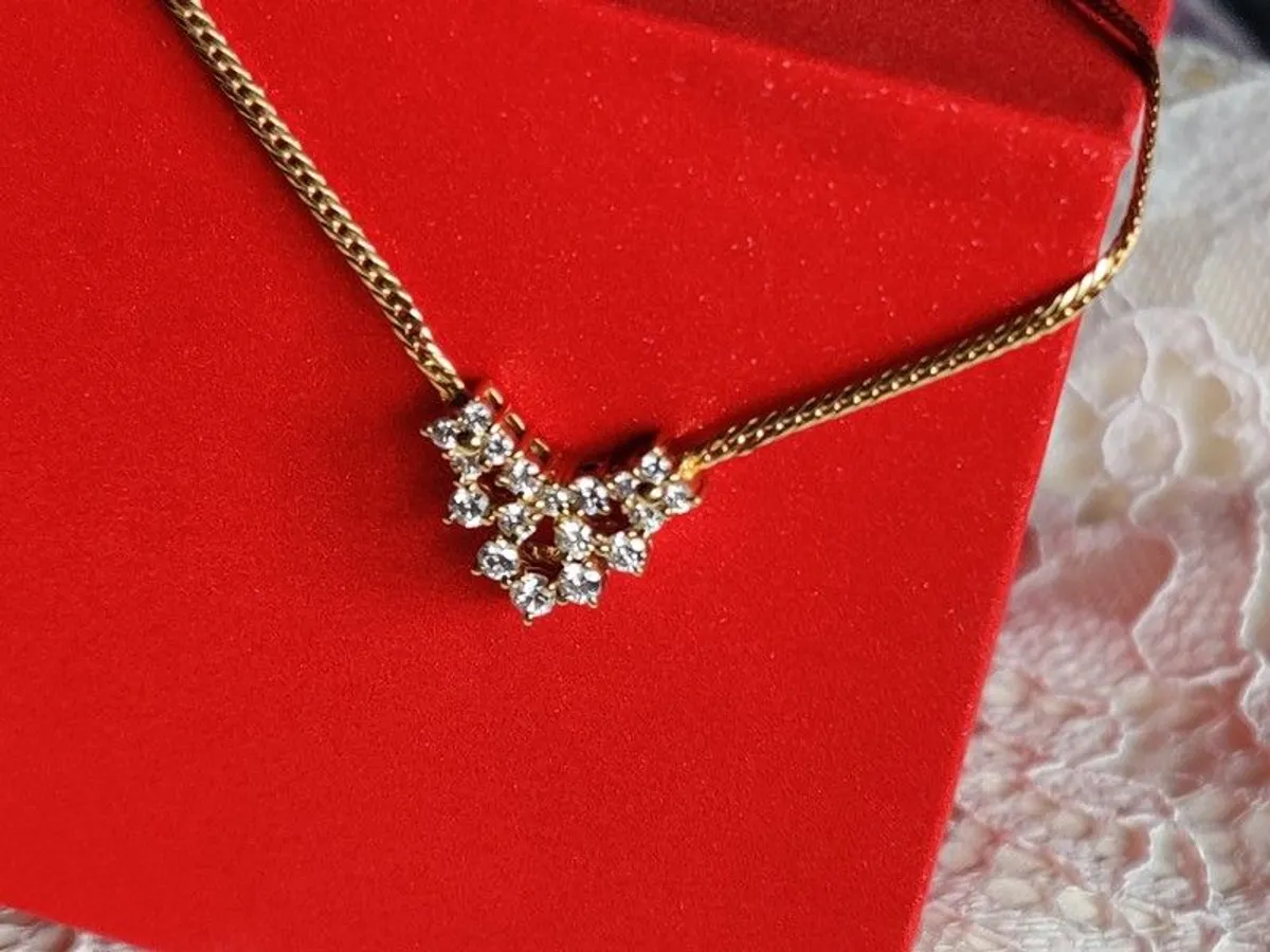 Stunning Diamond Necklace 750 yellow gold /18 Cara - Image 1