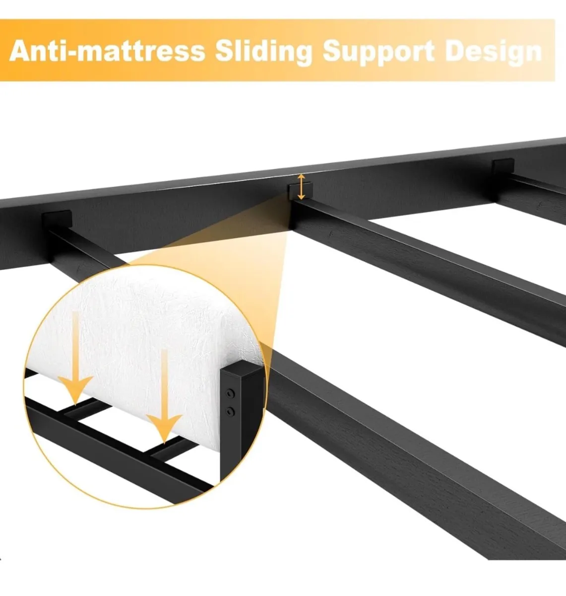 Double Bed Frames with Headboard 4ft6 Black - Image 2