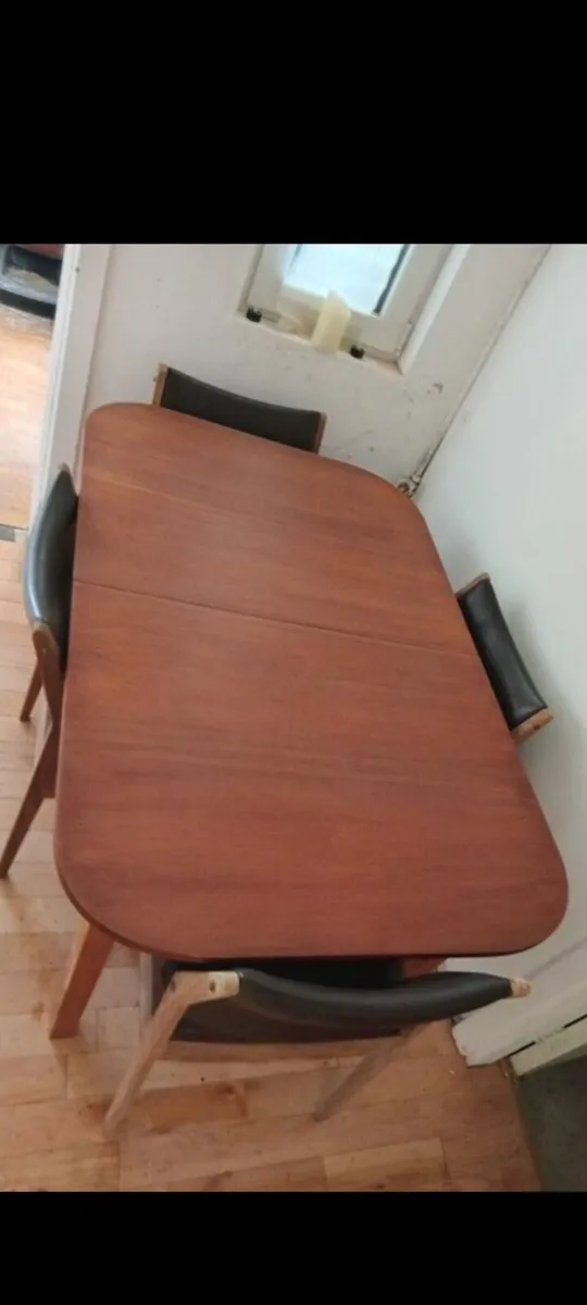 crannac mid century teak brown leather dining set - Image 4