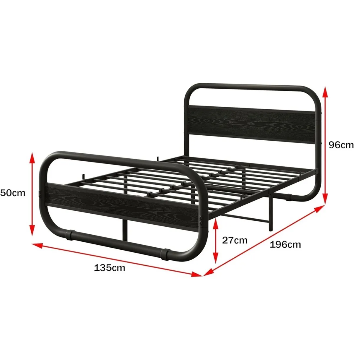 Double Size Bed Frame with Headboard,Oval-Shaped P - Image 4