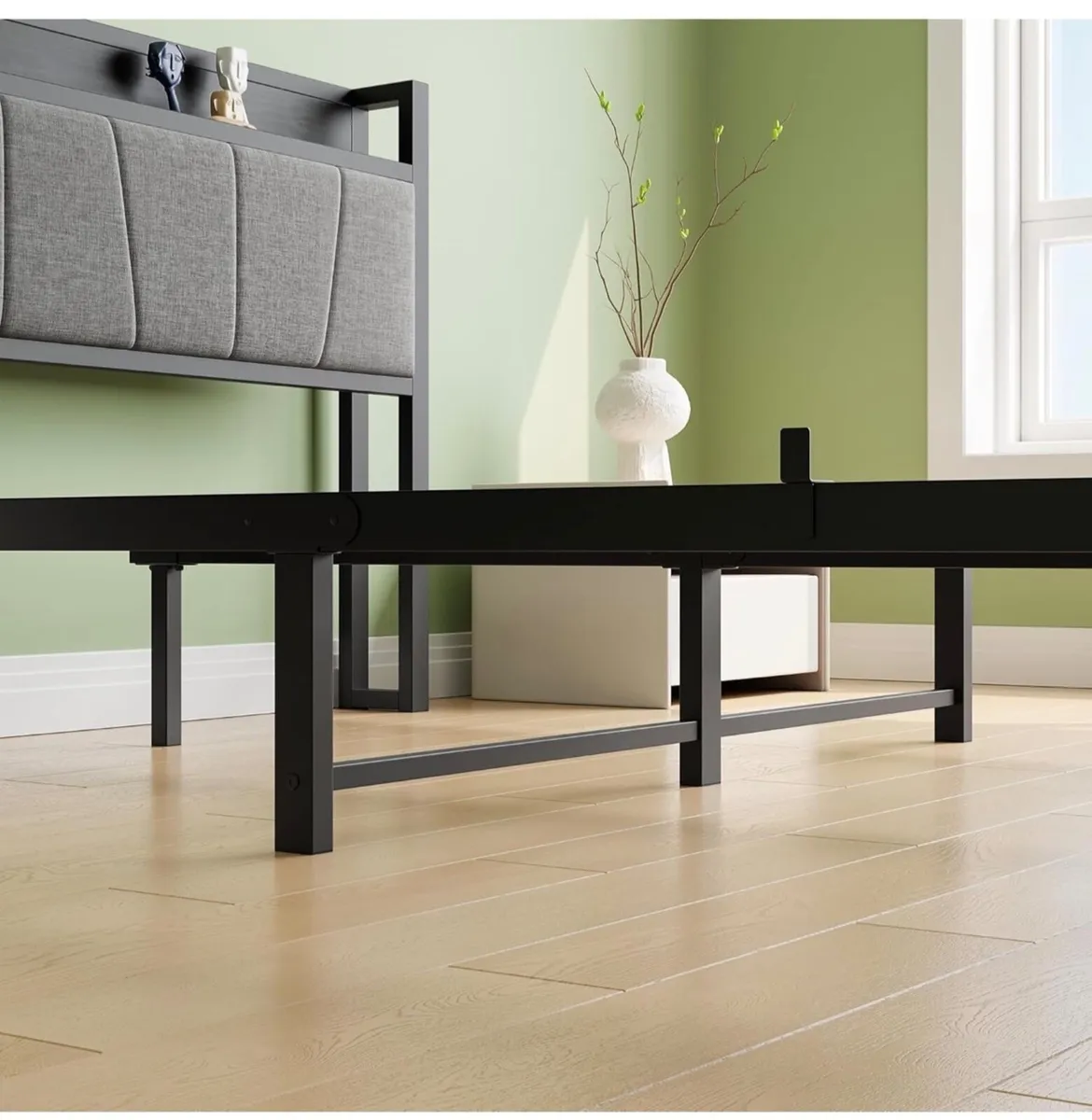 Double Bed Frames with Wooden Storage Headboard - Image 4