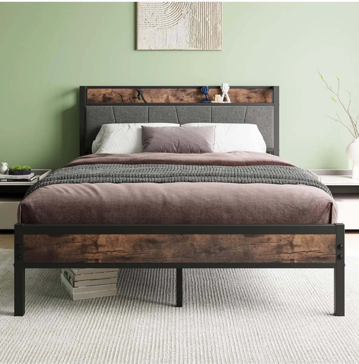 Double Bed Frames with Storage Headboard - Image 1