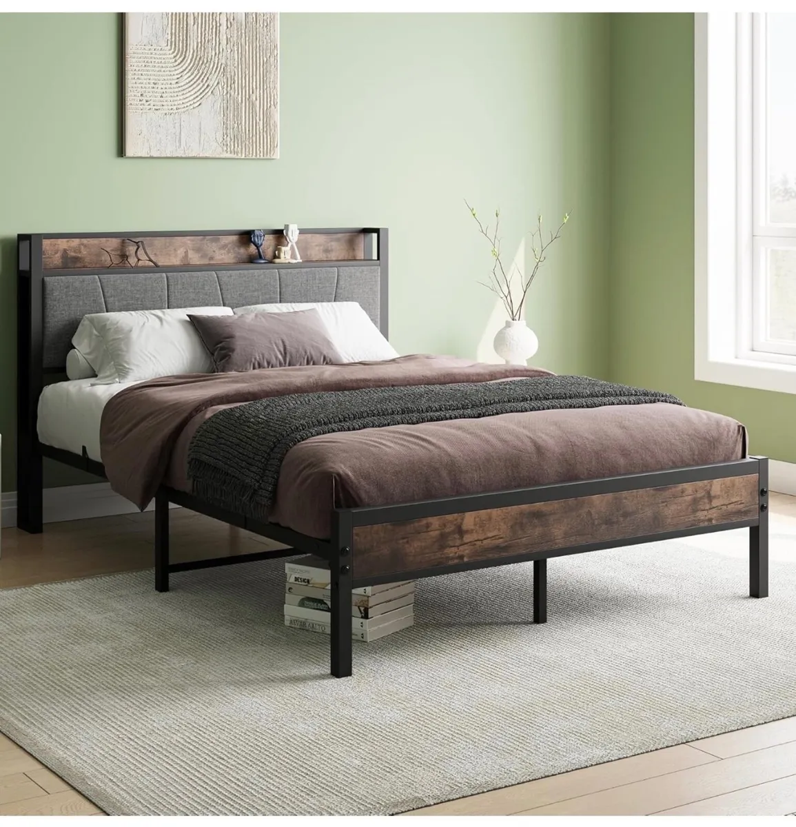 Double Bed Frames with Storage Headboard - Image 2