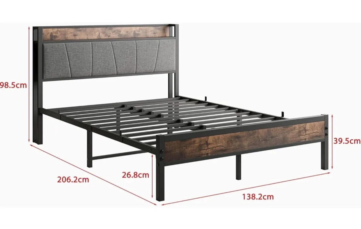 Double Bed Frames with Storage Headboard - Image 3