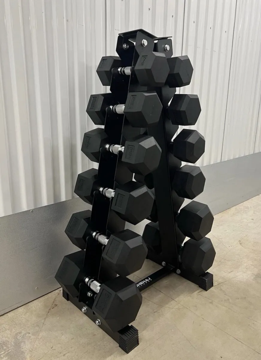 Hex Dumbbells 5kg - 20kg + storage rack (new) - Image 2