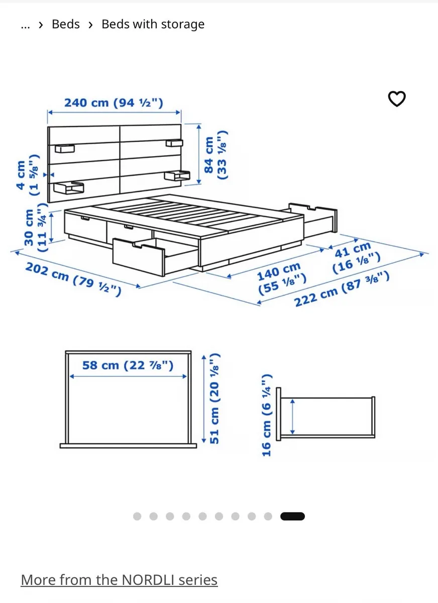 Bed frame storage and headboard,brown-Ikea model - Image 2