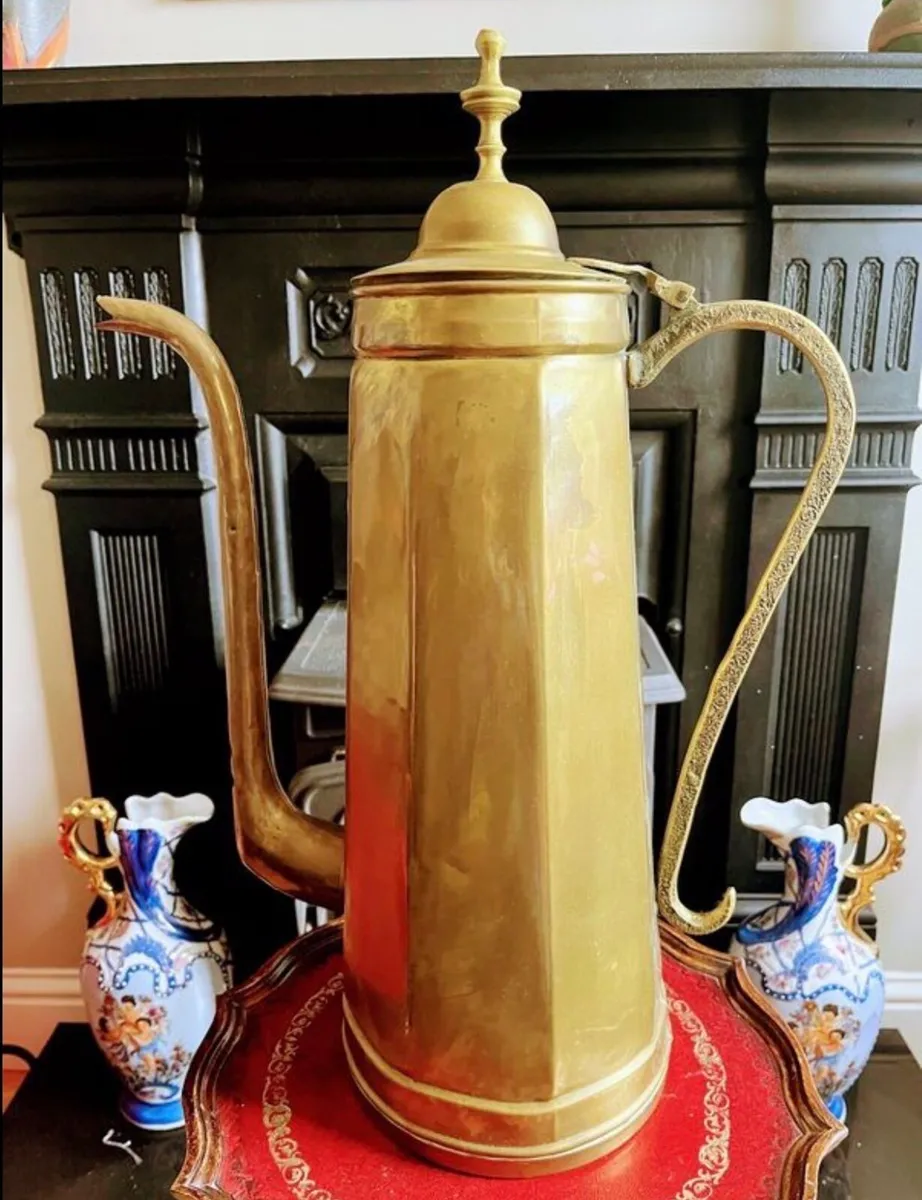 Vintage 55cm brass coffee pot - Image 2