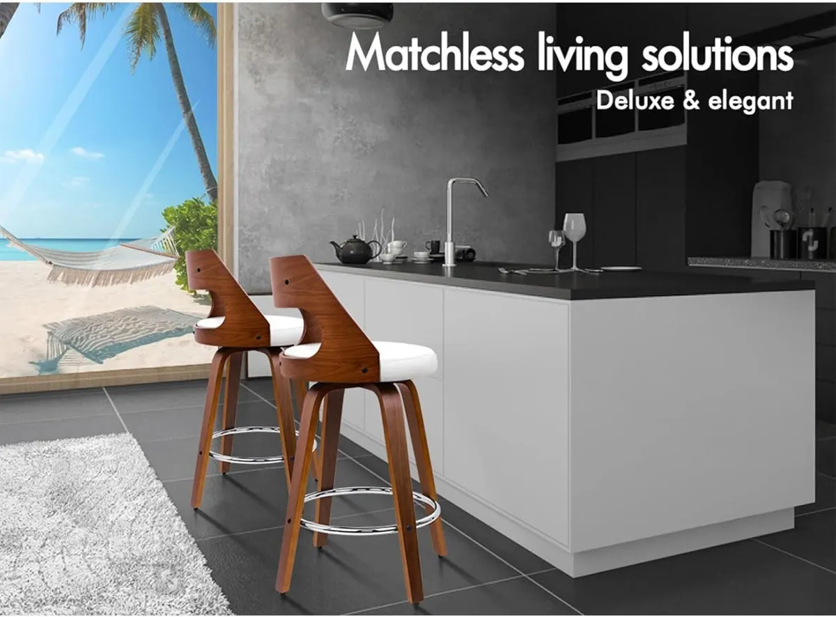 Bar Stools Set of 2 Adjustable Barstools PU - Image 3