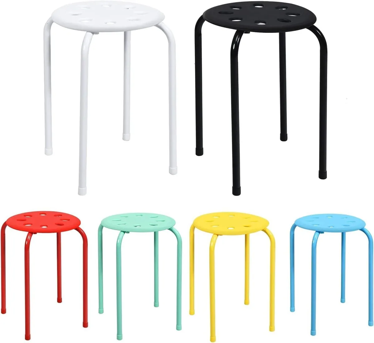 Set of 6 Stacking Stools 44.5 cm High Colourful - Image 1