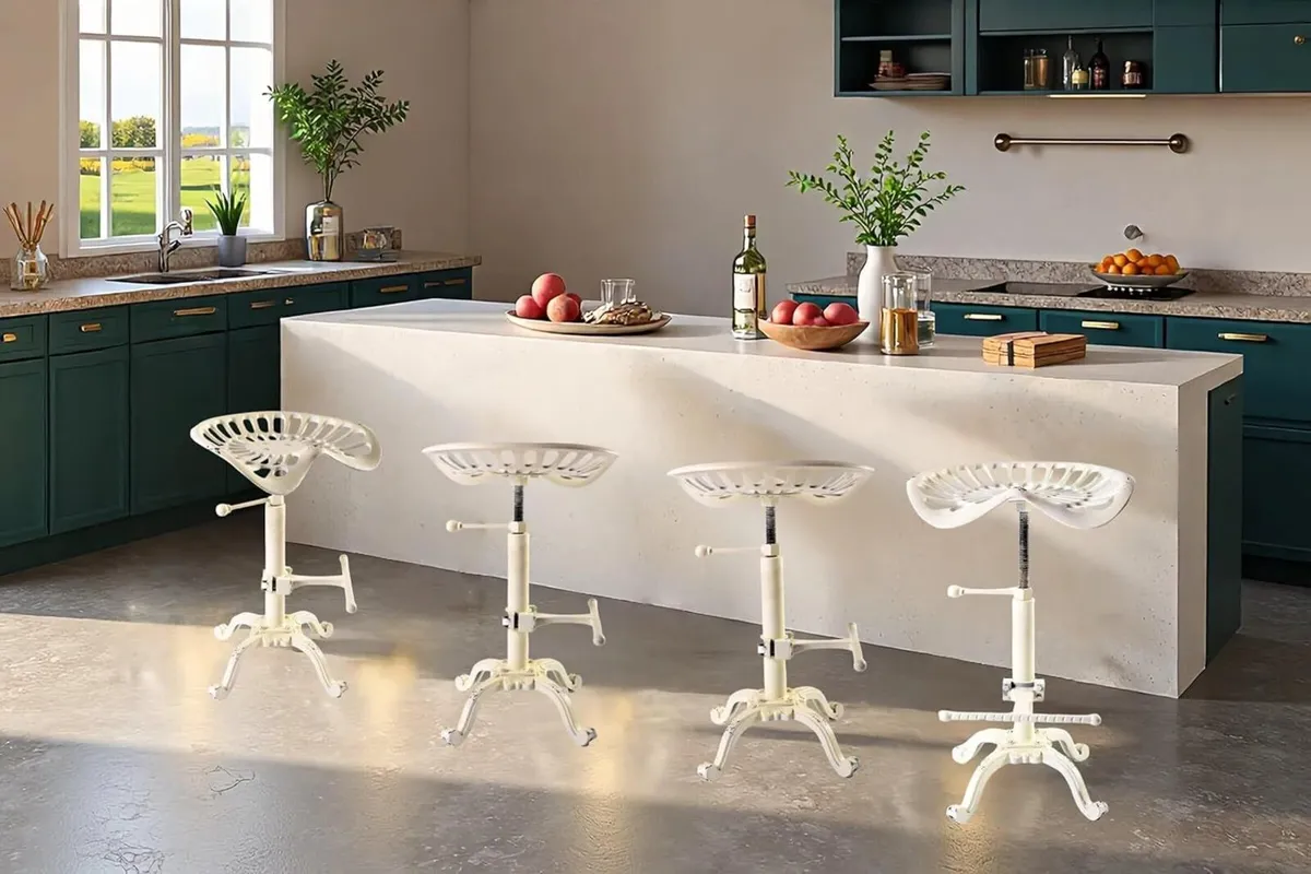 Vintage Industrial Bar Stools Cast Iron Tractor - Image 3