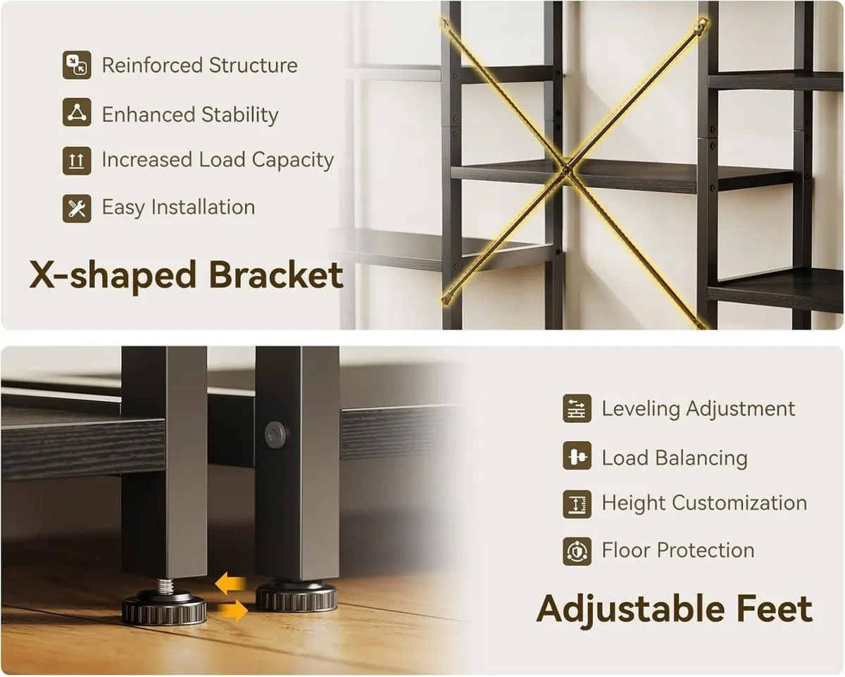 Triple Bookshelf Large Bookcase with 14 Open - Image 4