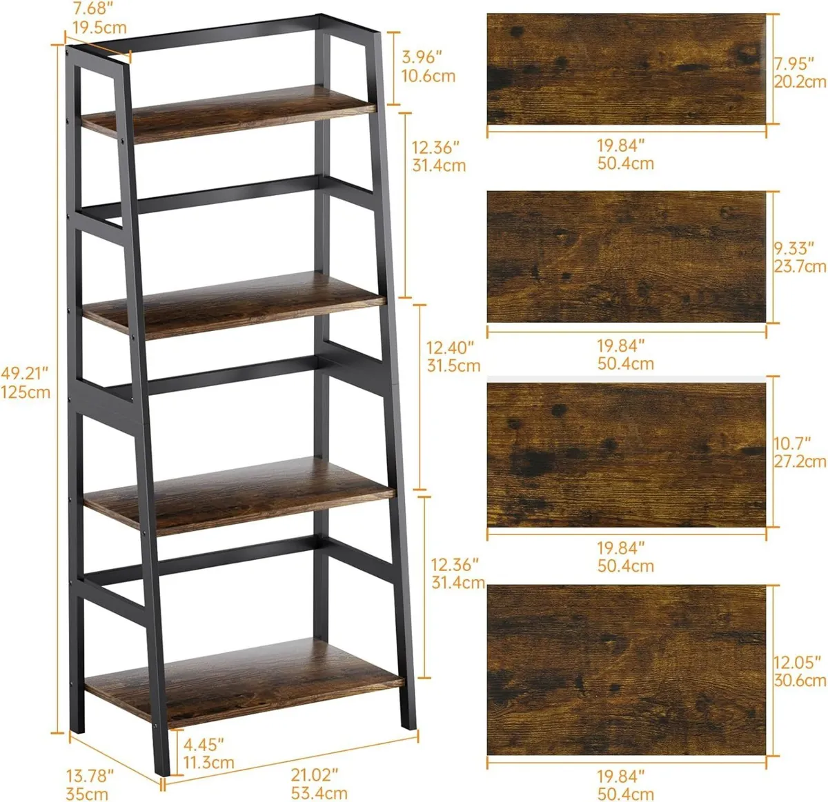 Ladder Shelf 4 Tier Bookshelf Freestanding - Image 3