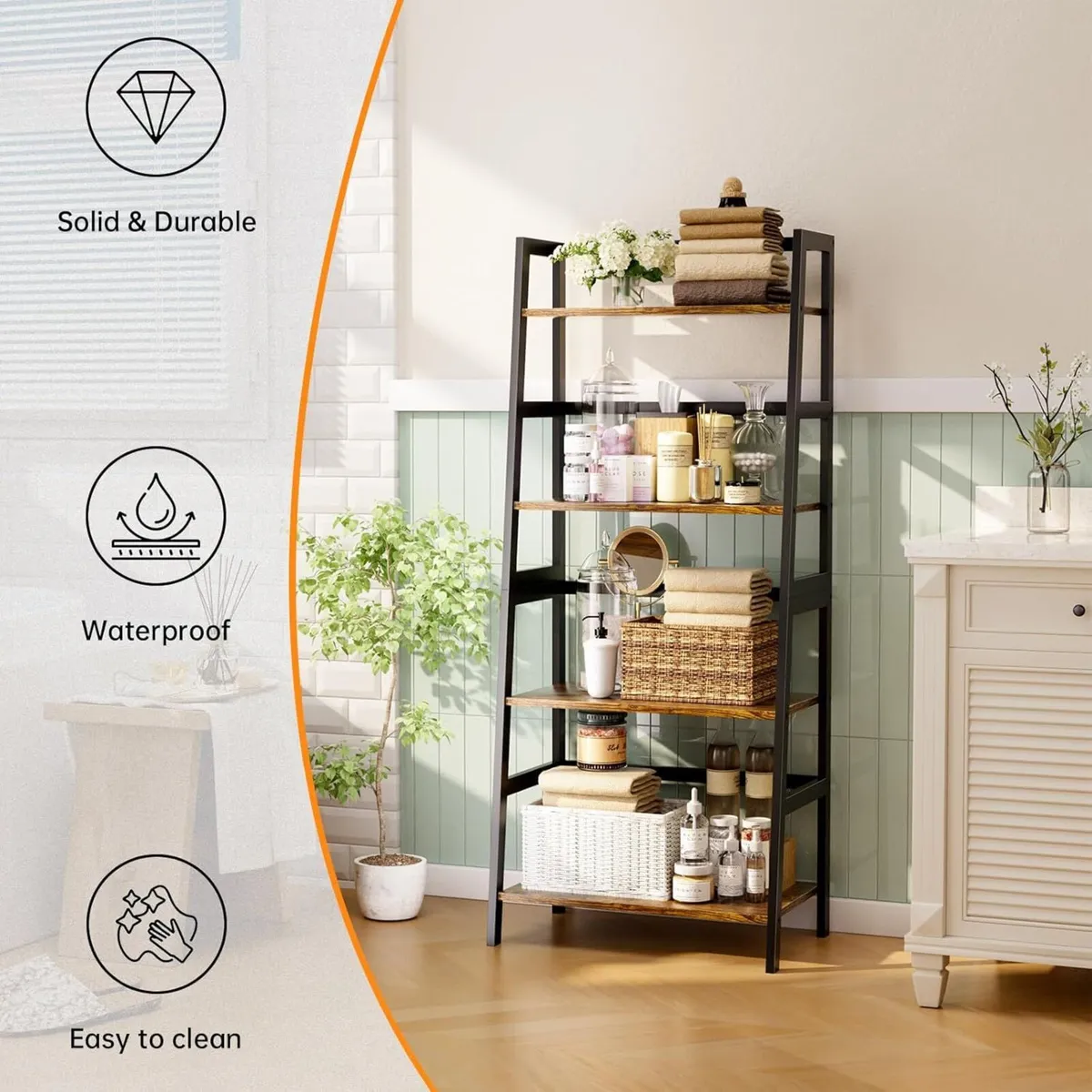 Ladder Shelf 4 Tier Bookshelf Freestanding - Image 4