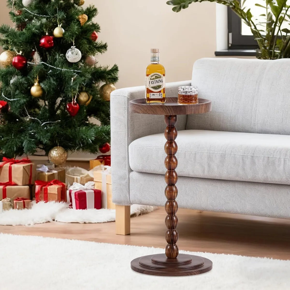 Small Round Side Table Wood Drink End for Spaces - Image 2