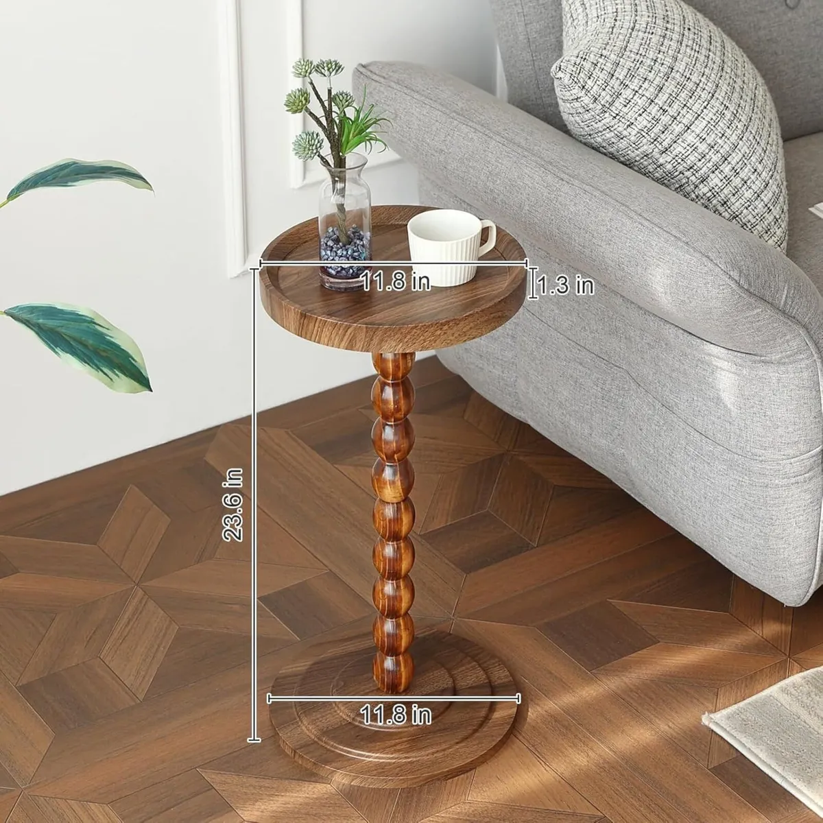 Small Round Side Table Wood Drink End for Spaces - Image 3