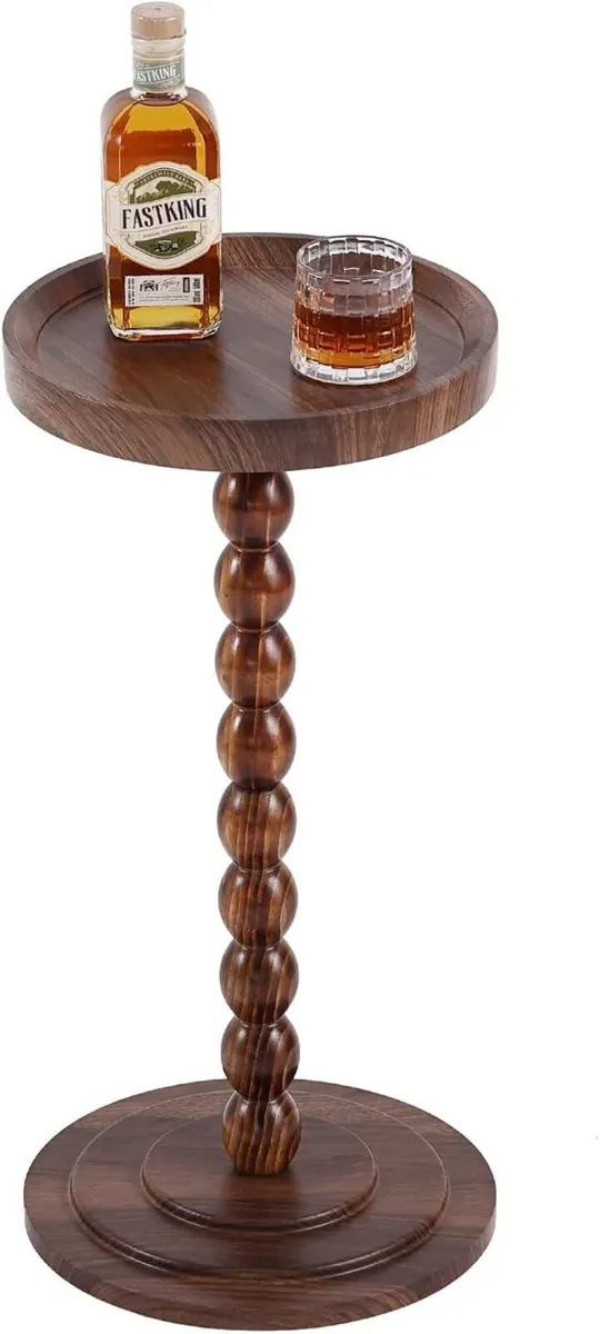 Small Round Side Table Wood Drink End for Spaces - Image 1
