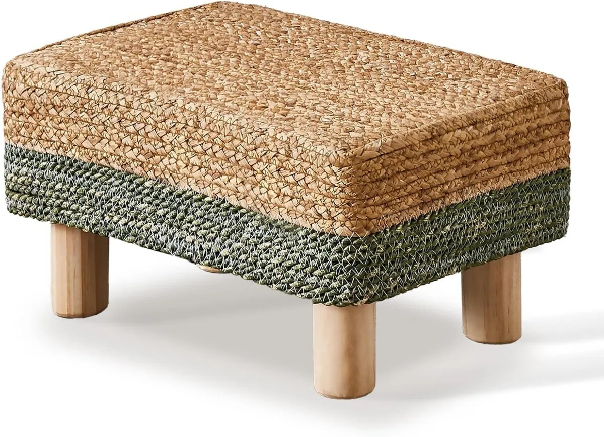 Natural Seagrass Footstool Ottoman Rectangular - Image 1