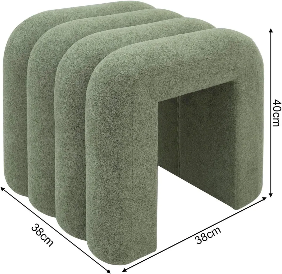 Set 2 Modern Footrests Low Pouf Stools Dark Green - Image 2