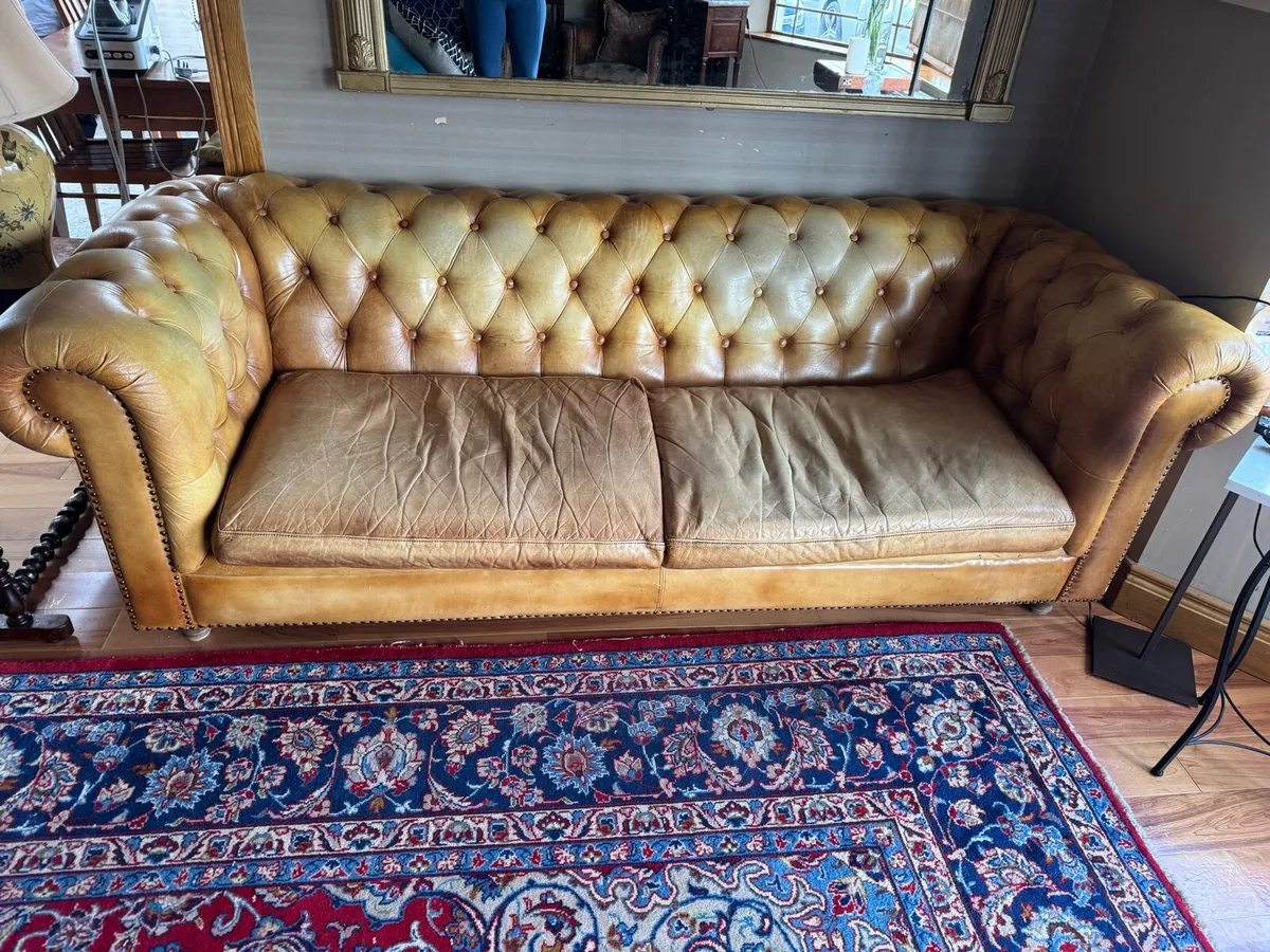 Chesterfield Italian Leather Couch - Image 1