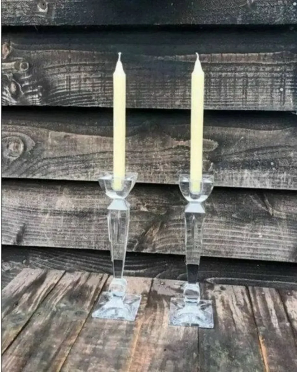 Vintage Pair Galway Crystal Candlesticks - Image 4