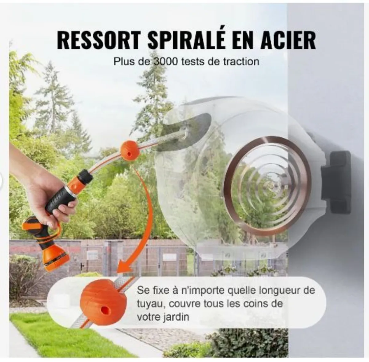 Retractable Hose Reel Water Hose Reel 25m x 1.3cm - Image 3